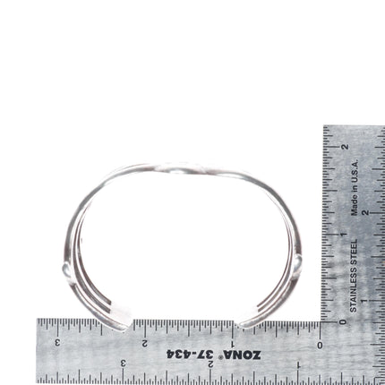 6.3" 30's-40's Navajo tufa cast sterling silver wide band cuff bracelet
