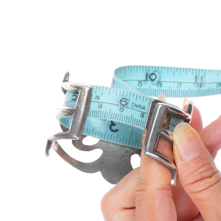 6.3" 30's-40's Navajo tufa cast sterling silver wide band cuff bracelet