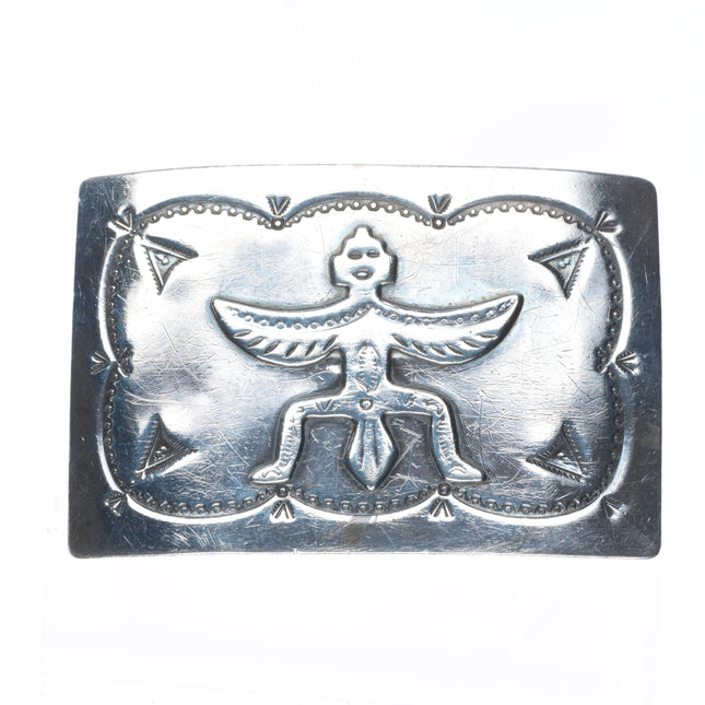 1940's Vintage Navajo sterling silver Knifewing belt buckle hand stamped