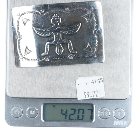 1940's Vintage Navajo sterling silver Knifewing belt buckle hand stamped