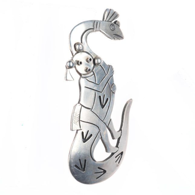 Leroy Kewanyama Hopi Overlay mudhead pin sterling silver