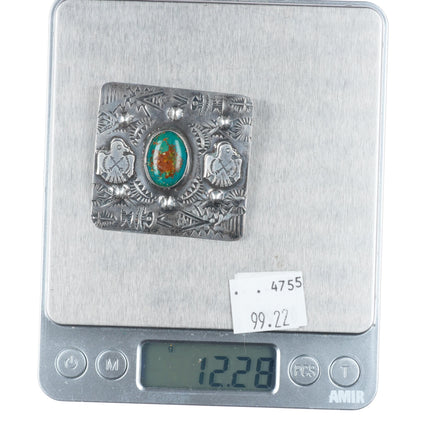 c1940's Big Navajo sterling silver Fred Harvey turquoise thunderbirds pin/brooch