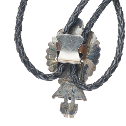 Vintage Doris Smallcanyon Navajo sterling silver Kachina bolo tie w/turquoise