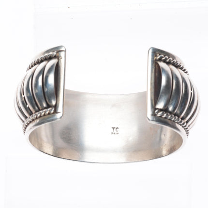 6.5" Thomas Charley Navajo sterling silver segmented melon cuff bracelet