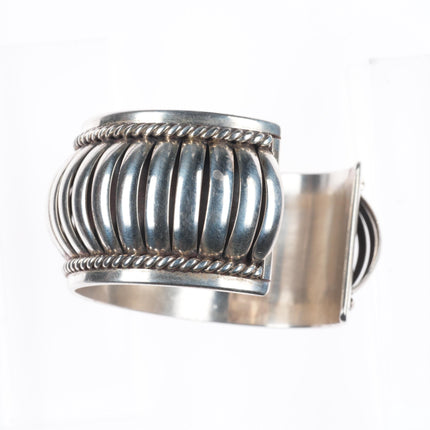 6.5" Thomas Charley Navajo sterling silver segmented melon cuff bracelet