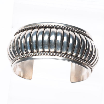 6.5" Thomas Charley Navajo sterling silver segmented melon cuff bracelet