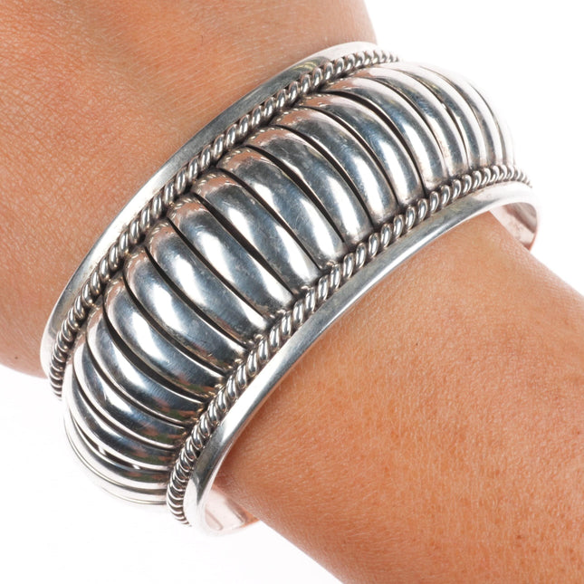 6.5" Thomas Charley Navajo sterling silver segmented melon cuff bracelet