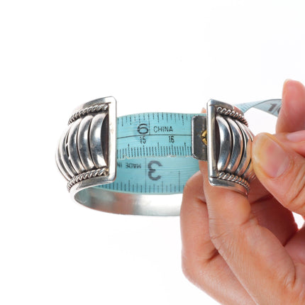 6.5" Thomas Charley Navajo sterling silver segmented melon cuff bracelet