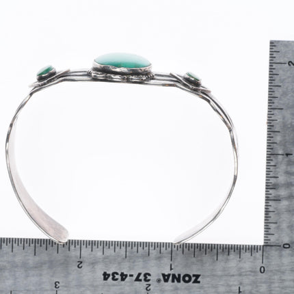 6.75" 1940 Fred Harvey type thunderbird sterling silver turquoise cuff bracelet