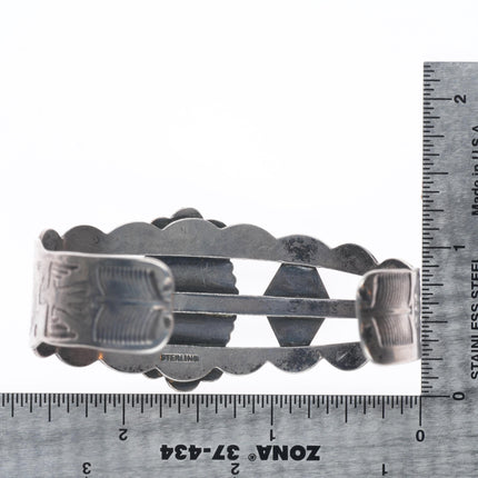 6.75" 1940 Fred Harvey type thunderbird sterling silver turquoise cuff bracelet