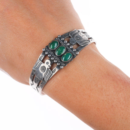 6.25" c1940 Maisels/Fred Harvey Thunderbirds Cerrillos turquoise cuff bracelet