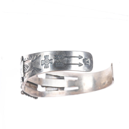 6.25" c1940 Maisels/Fred Harvey Thunderbirds Cerrillos turquoise cuff bracelet