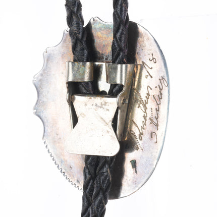 Vintage Sterling silver turquoise Navajo Jonathan Nez bolo tie