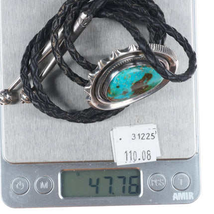 Vintage Sterling silver turquoise Navajo Jonathan Nez bolo tie