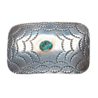 Vintage Navajo sterling silver spiderweb stamped turquoise belt buckle