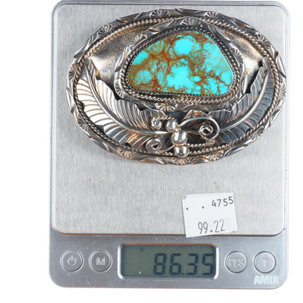 Kay Johnson southwestern sterling silver Royston turquoise belt buckle