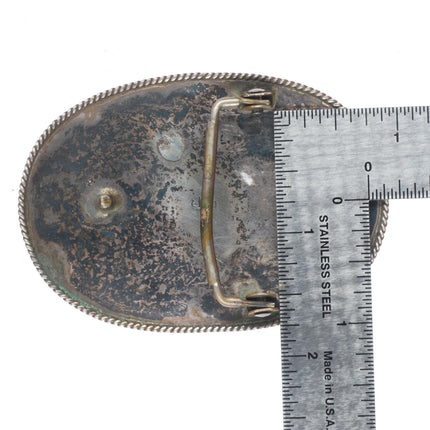 Benjamin Becenti Navajo sterling silver channel inlay thunderbird belt buckle