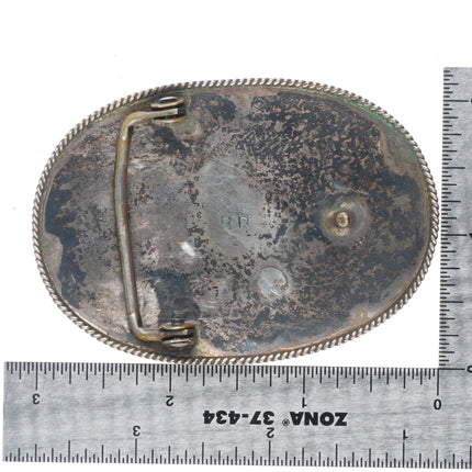 Benjamin Becenti Navajo sterling silver channel inlay thunderbird belt buckle