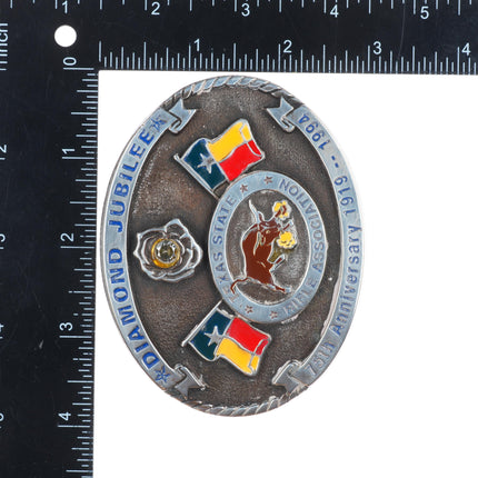 Heavy Sterling silver Texas State Rife Association belt buckle 1993