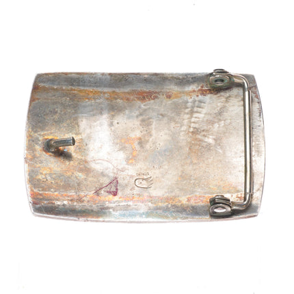 Alde Qumyintewa Hopi overlay kachina/corn sterling silver belt buckle