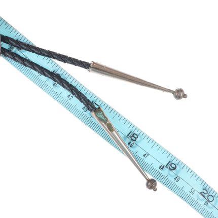 Big vintage southwestern sterling silver agate channel inlay bolo tie