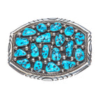 Tommy Moore Navajo sterling silver Kingman turquoise cluster belt buckle