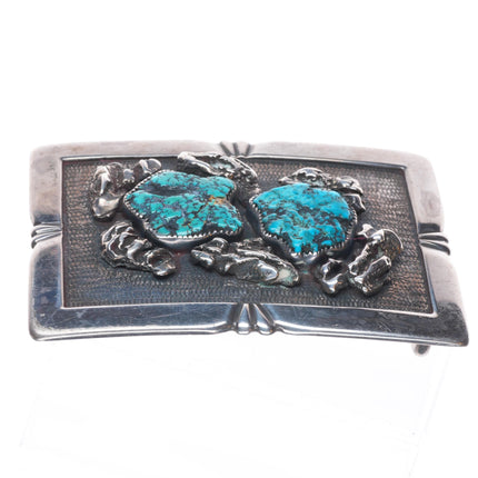 Alberto Contreras vintage southwestern sterling silver turquoise belt buckle