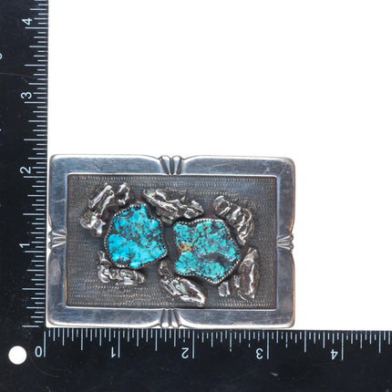 Alberto Contreras vintage southwestern sterling silver turquoise belt buckle