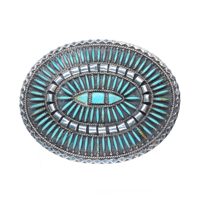 Vintage Native American/Southwestern sterling/needlepoint turquoise belt buckle