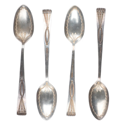 c1940's Vintage Navajo sterling silver hand stamped spoon set