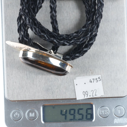 Albert Mccabe Navajo Vintage sterling silver tiger's eye bolo tie