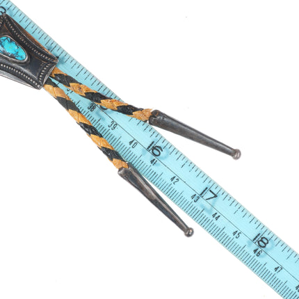 small 40's-50's Navajo vintage sterling silver bolo tie w/ nice turquoise