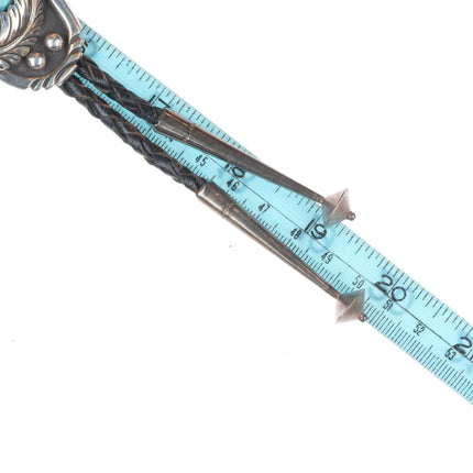 Vintage c1970 Ivan V Navajo sterling silver high grade turquoise bolo tie