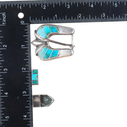 40's-50's Zuni Blue Gem Turquoise sterling silver 5/8" ranger belt buckle set