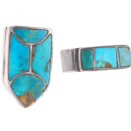 40's-50's Zuni Blue Gem Turquoise sterling silver 5/8" ranger belt buckle set