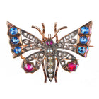 Antique 10k gold Diamond, Sapphire, Ruby, pearl  butterfly pendant/pin/brooch