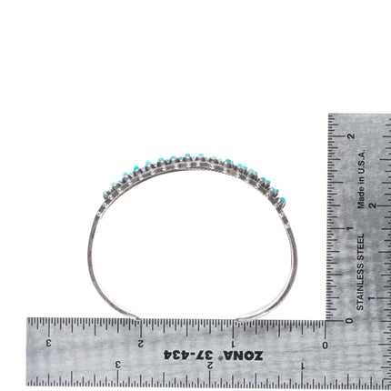 6" 30's-40's Zuni double row snake eye turquoise sterling silver cuff bracelet