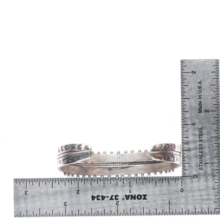 6" 30's-40's Zuni double row snake eye turquoise sterling silver cuff bracelet