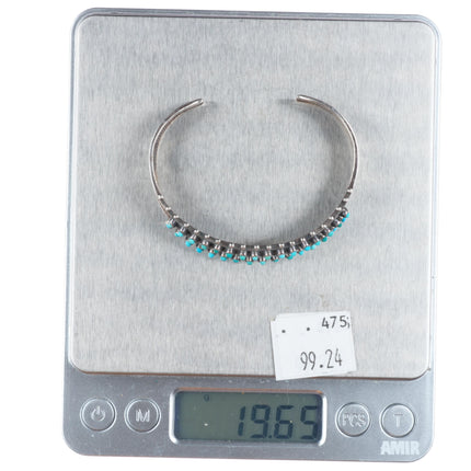 6" 30's-40's Zuni double row snake eye turquoise sterling silver cuff bracelet