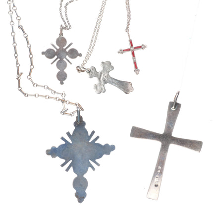 Vintage Navajo/Zuni sterling silver/turquoise snake eye cross lot/collection