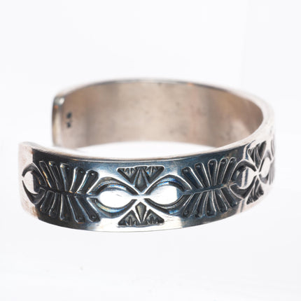 7" Kirk Smith Navajo heavy stamped sterling silver stacker cuff bracelet
