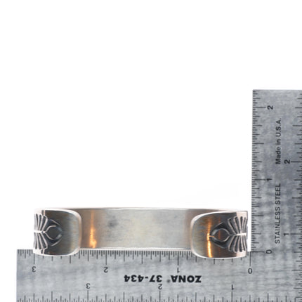 7" Kirk Smith Navajo heavy stamped sterling silver stacker cuff bracelet