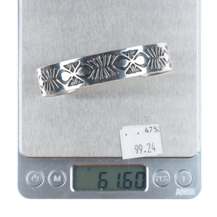 7" Kirk Smith Navajo heavy stamped sterling silver stacker cuff bracelet