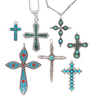 Vintage Navajo/Zuni sterling silver/turquoise snake eye cross collection/lot