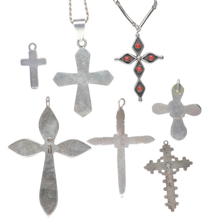 Vintage Navajo/Zuni sterling silver/turquoise snake eye cross collection/lot