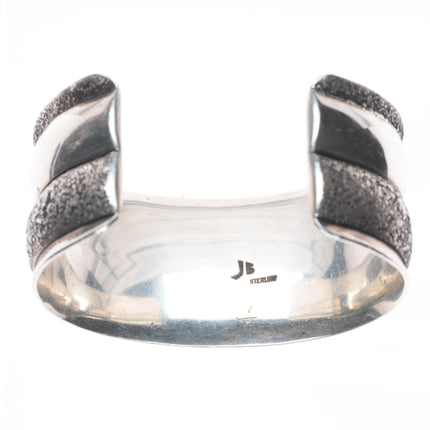6" JB Southwestern modernist sterling silver cast cuff bracelet Native American