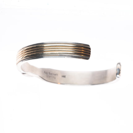 6.25" Ray Bennett Navajo 14k gold over Sterling silver turquoise cuff bracelet