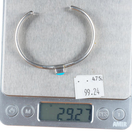 6.25" Ray Bennett Navajo 14k gold over Sterling silver turquoise cuff bracelet