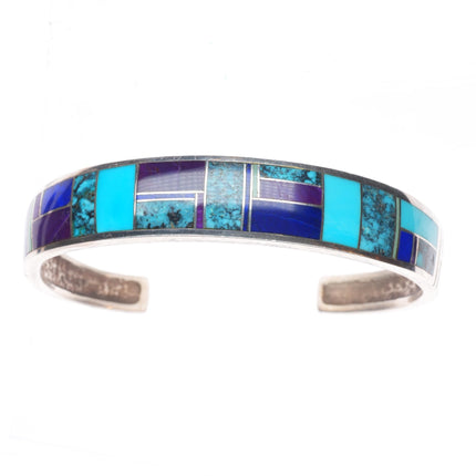 7" Navajo Supersmiths Sugilite, Turquoise, Lapis sterling silver  cuff bracelet