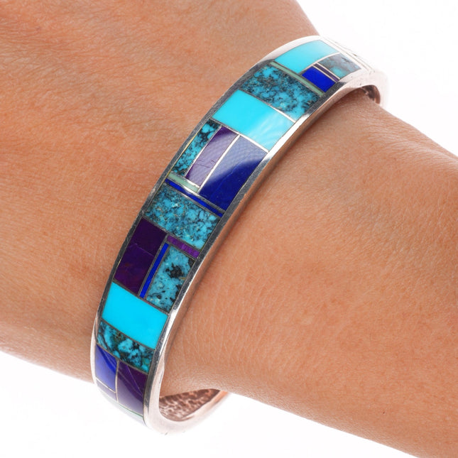 7" Navajo Supersmiths Sugilite, Turquoise, Lapis sterling silver  cuff bracelet